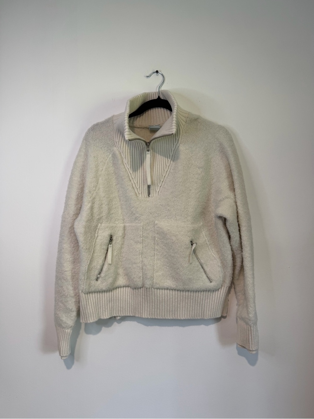 FLX Kohl’s Cream Boucle Wool Blend Quarter Zip Sherpa Pullover Sweater XL